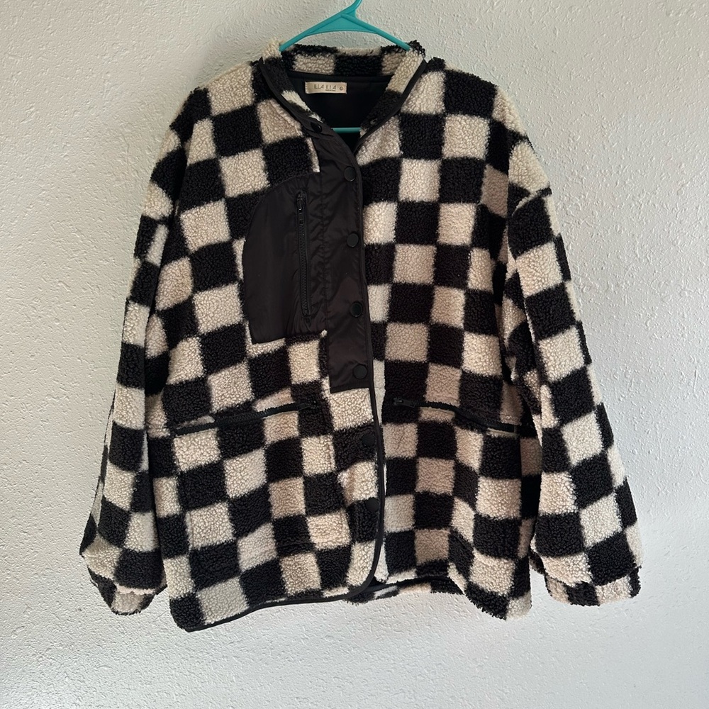Checkered fleece jacket